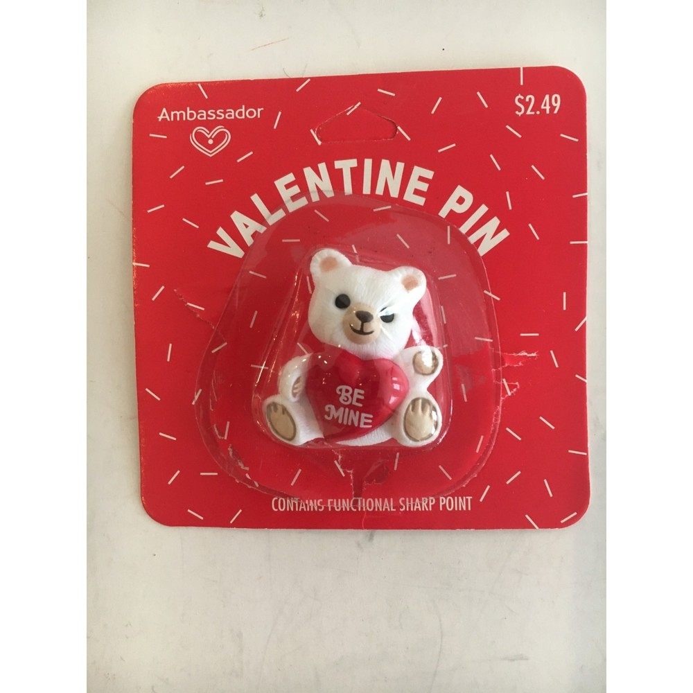 Valentine Pin Ambassador Vintage Pin White Bear Pin Be Mine Hallmark Cards Cute